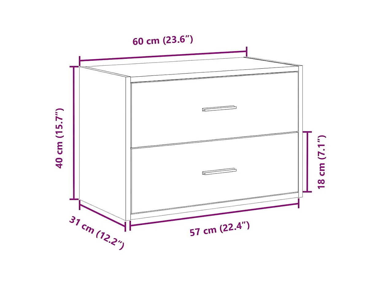 Armoire avec 2 tiroirs chêne sonoma 60x31x40 cm bois ingénierie