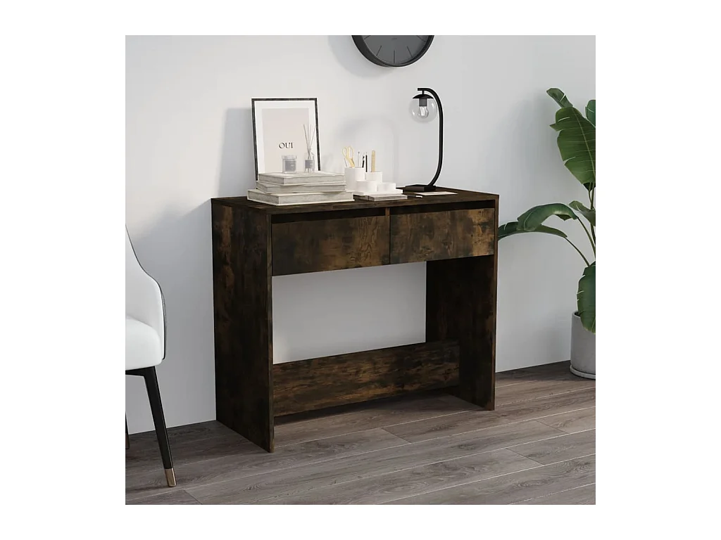 Table console chêne fumé 89x41x76,5 cm bois d'ingénierie