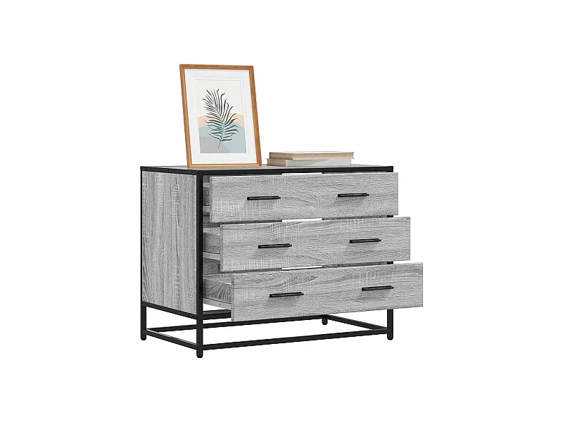 Sonoma grijze ladekast 70x41x56 cm bewerkt hout