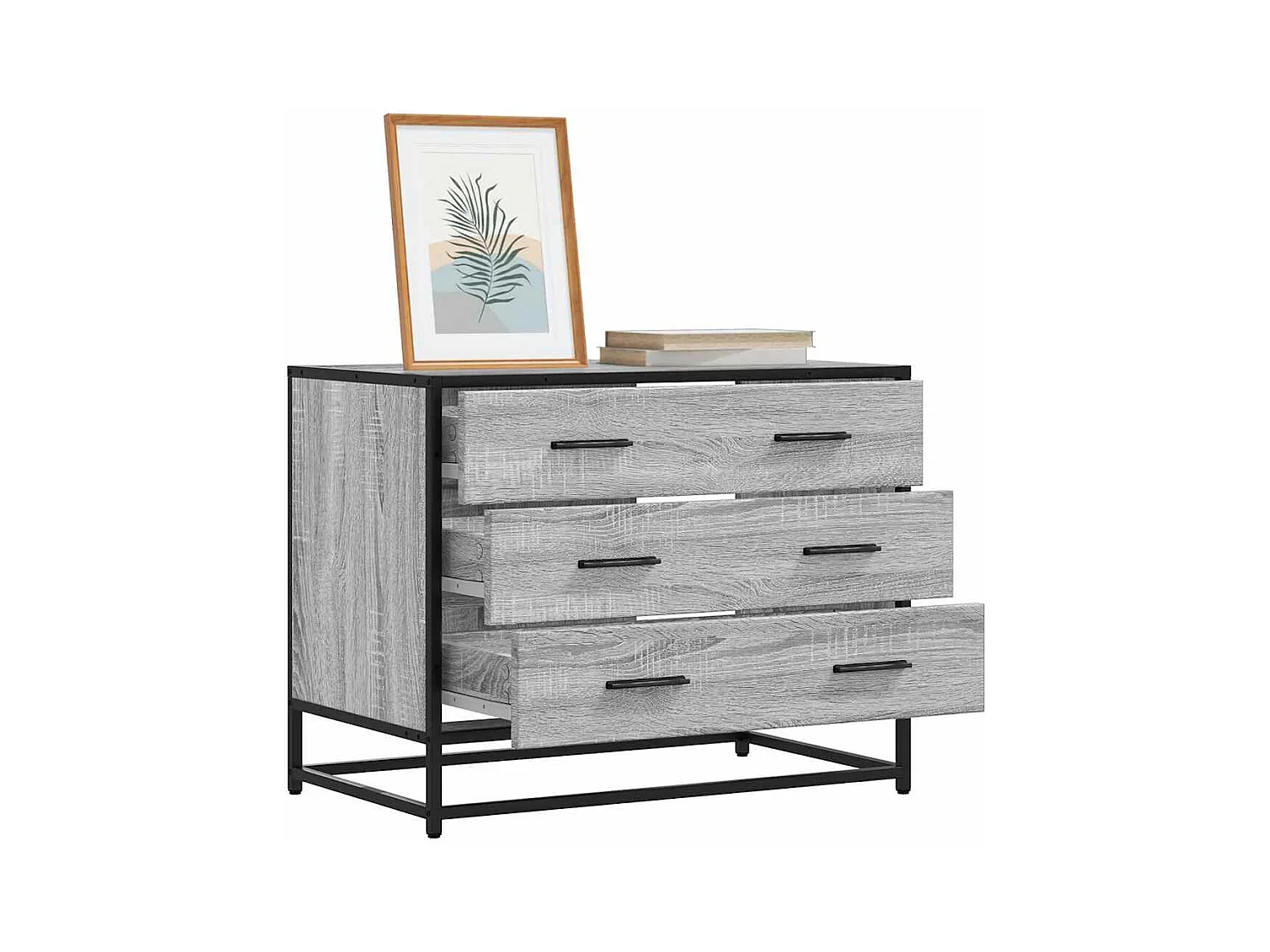 Sonoma grijze ladekast 70x41x56 cm bewerkt hout