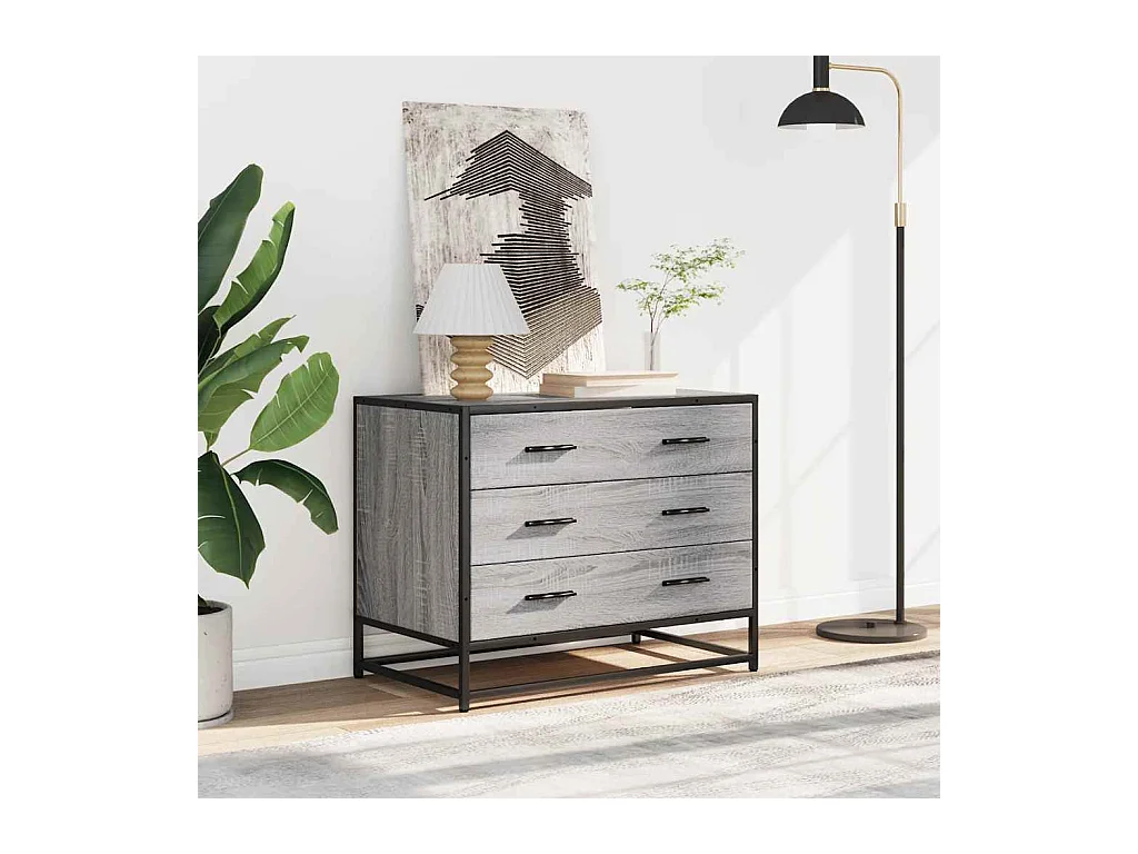 Sonoma grijze ladekast 70x41x56 cm bewerkt hout