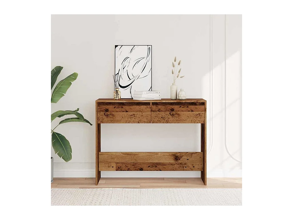 Table console vieux bois 100x35x76,5 cm bois d'ingénierie