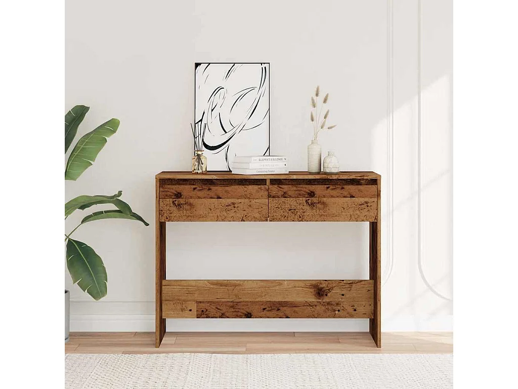 Table console vieux bois 100x35x76,5 cm bois d'ingénierie