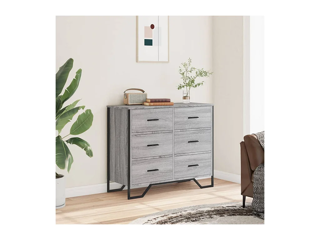 Sonoma grijze ladekast 91x35,5x74,5 cm bewerkt hout