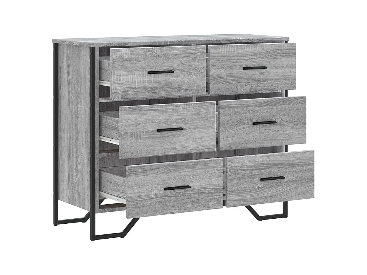 Sonoma grijze ladekast 91x35,5x74,5 cm bewerkt hout