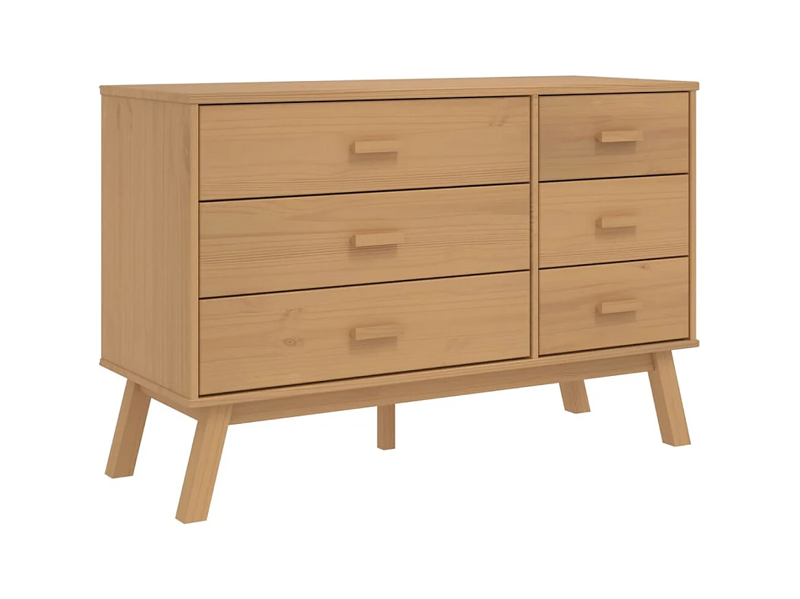 Cassettiera marrone  in legno massello di pino