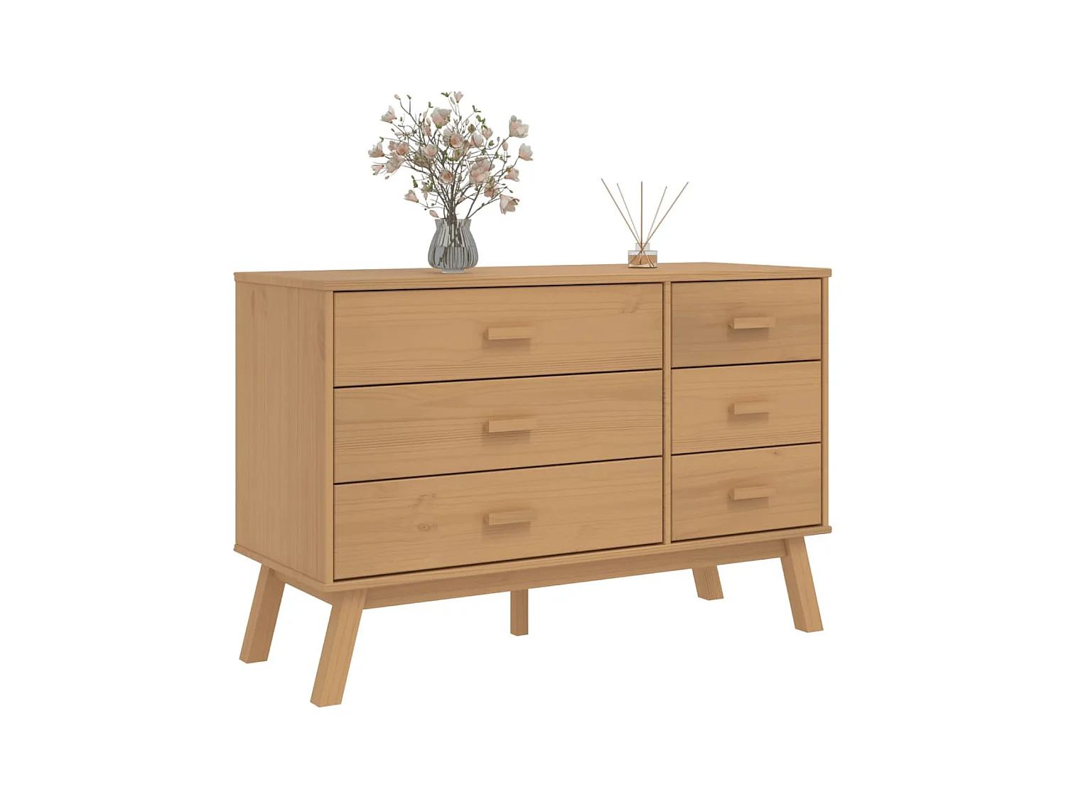 Cassettiera marrone  in legno massello di pino