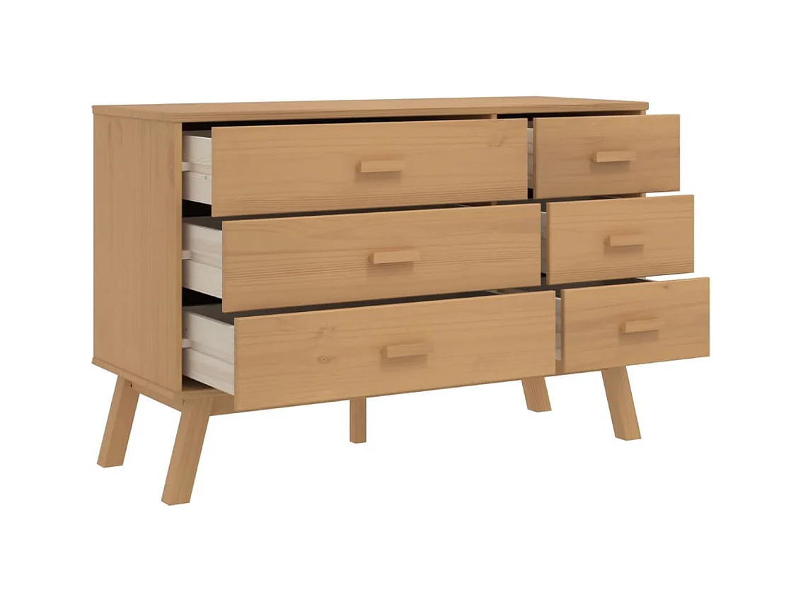 Cassettiera marrone  in legno massello di pino