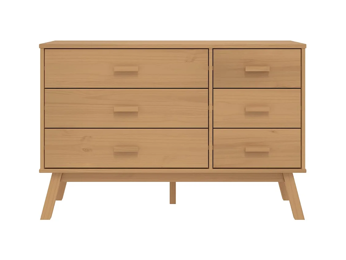 Cassettiera marrone  in legno massello di pino