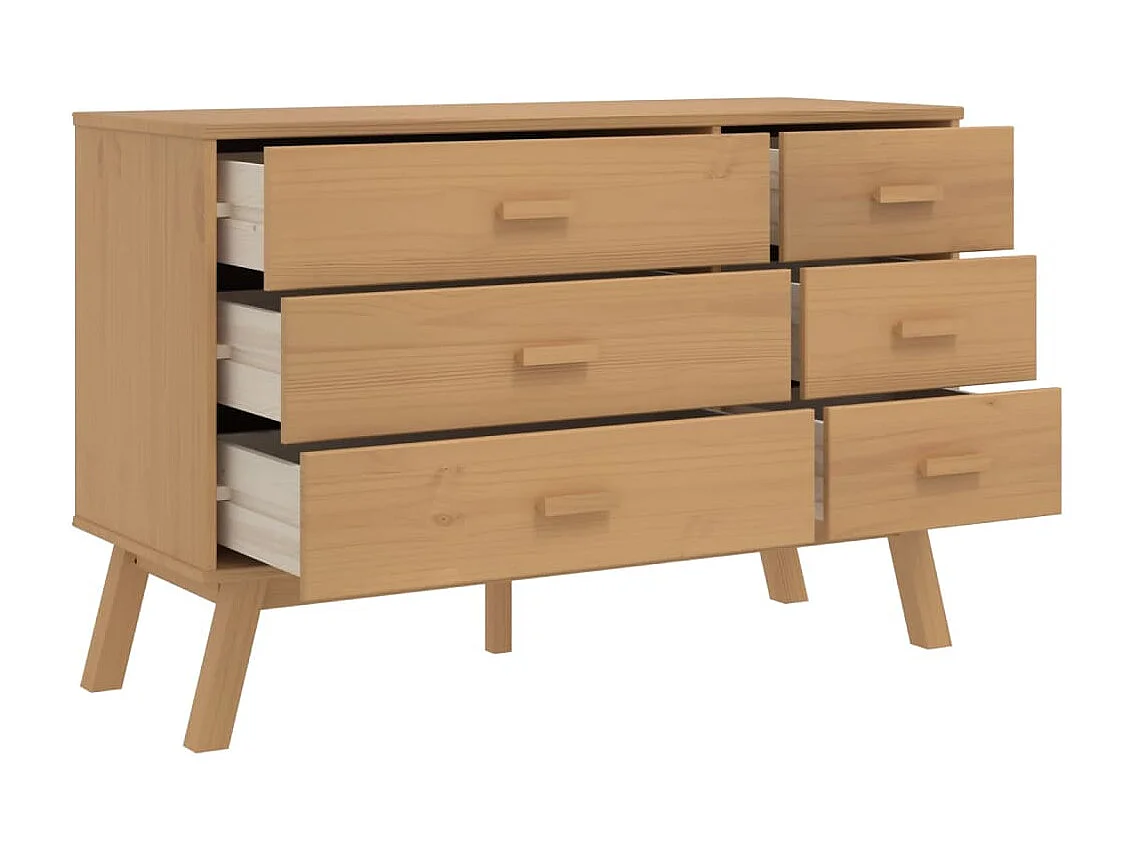 Armoire à tiroirs  marron bois de pin solide