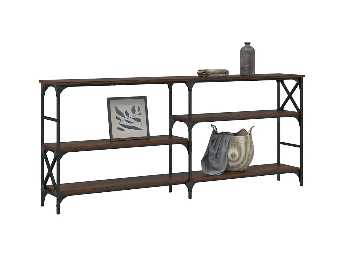 Table console chêne marron 180x29x76,5 cm bois d'ingénierie