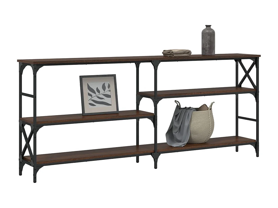 Table console chêne marron 180x29x76,5 cm bois d'ingénierie