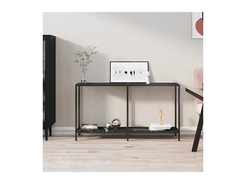 Table console Noir 140x35x75,5 cm Verre trempé