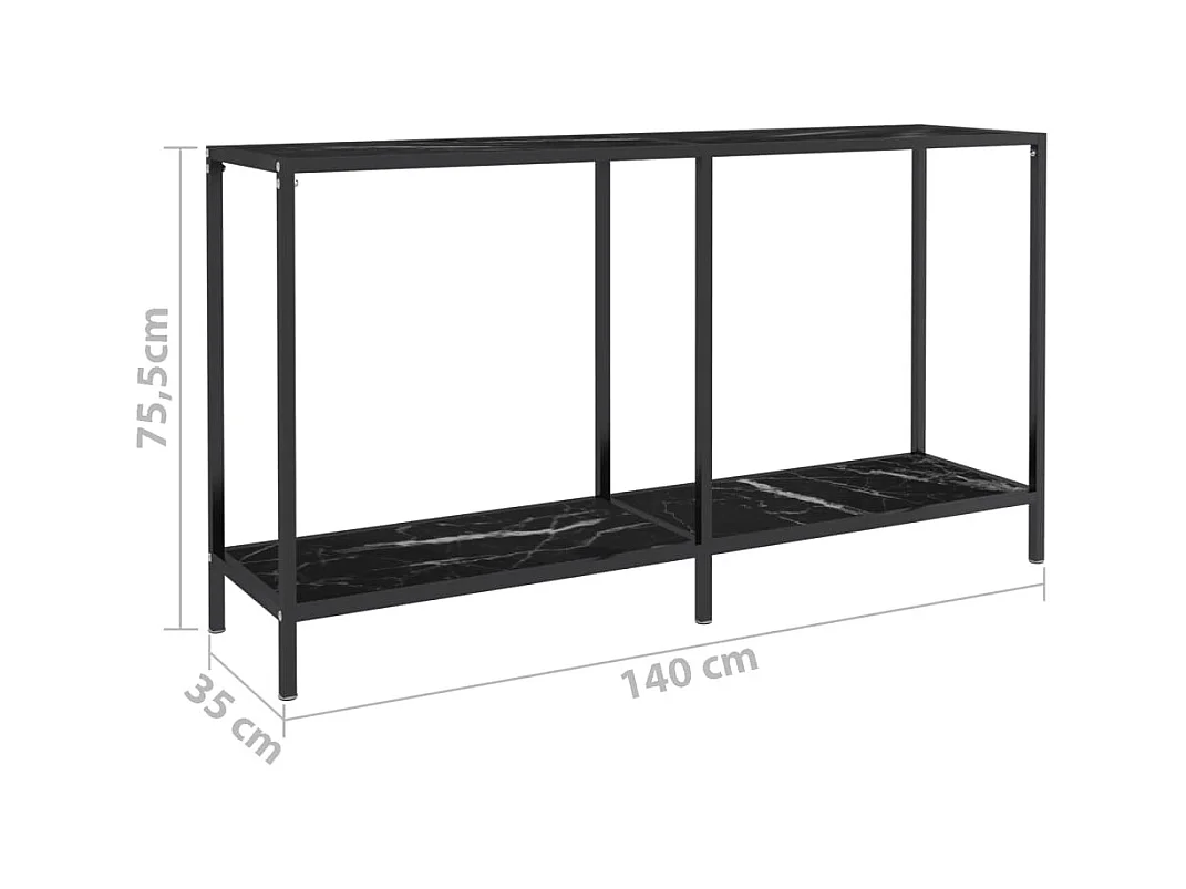 Table console Noir 140x35x75,5 cm Verre trempé