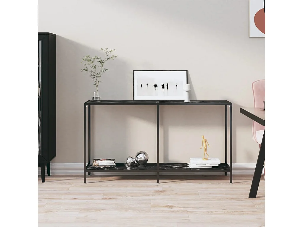 Table console Noir 140x35x75,5 cm Verre trempé