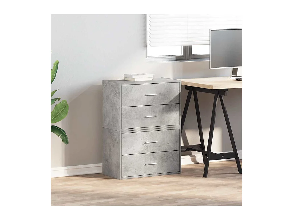 Kasten met 2 lades 2 stuks betongrijs bewerkt hout