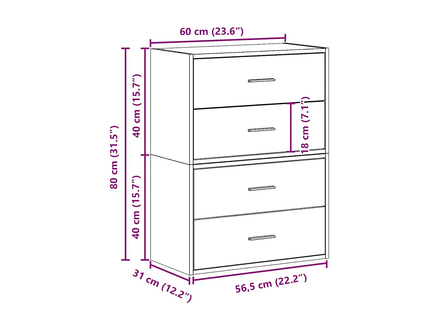 Armoires avec 2 tiroirs 2 pcs gris béton bois d'ingénierie