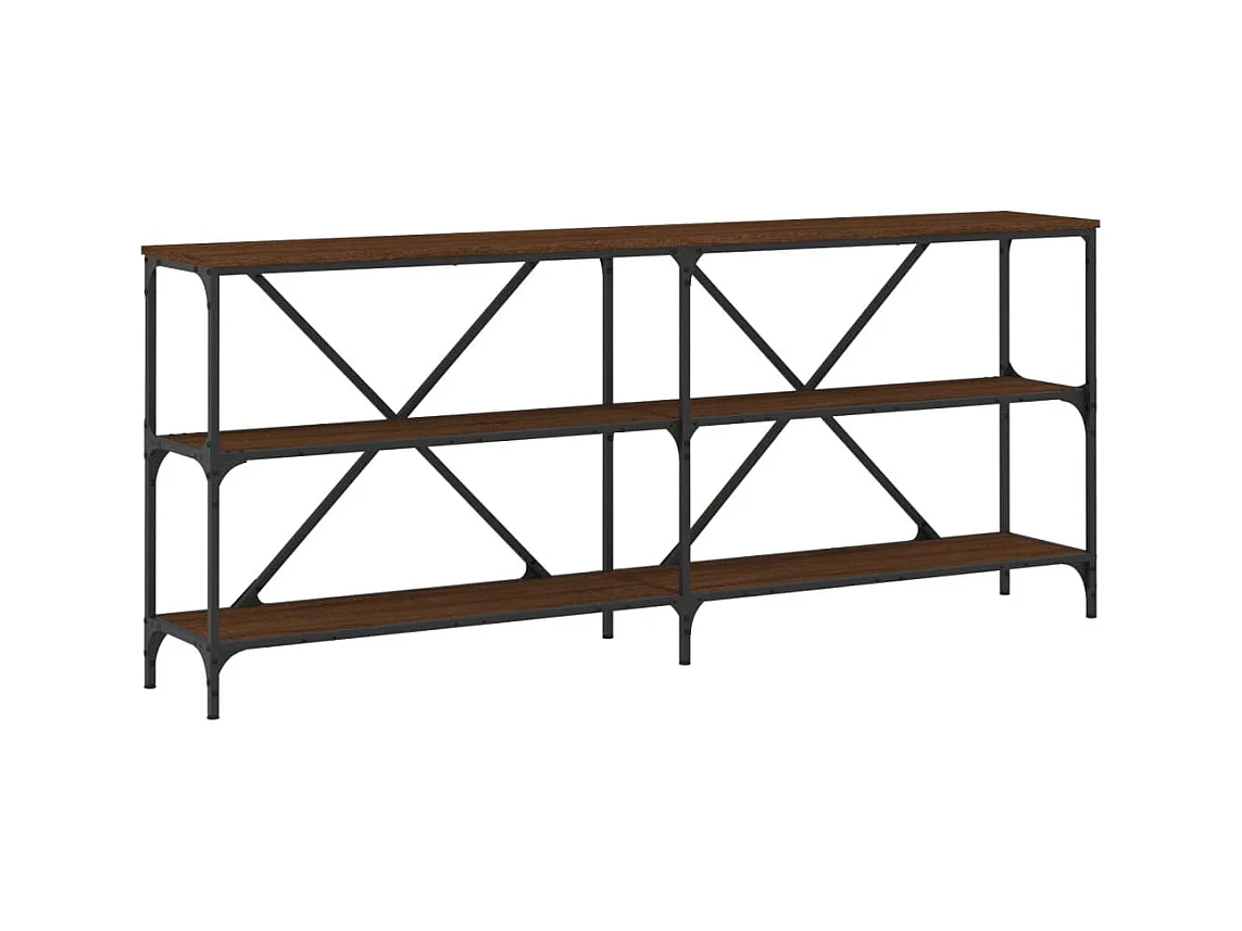 Table console chêne marron 180x30x75 bois d'ingénierie et fer