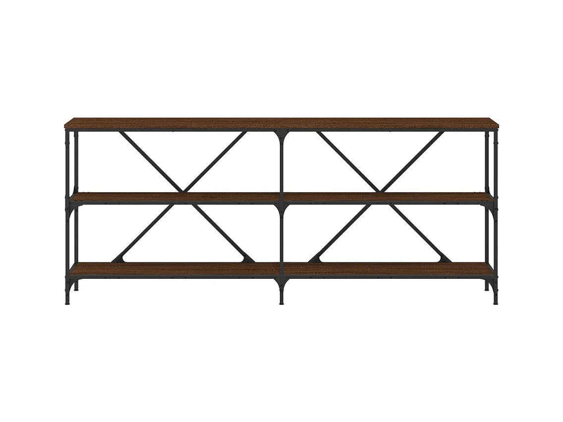 Table console chêne marron 180x30x75 bois d'ingénierie et fer