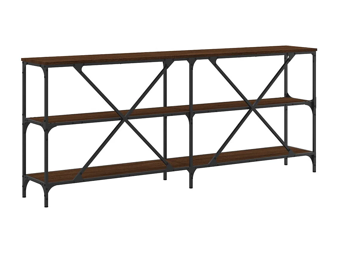 Table console chêne marron 180x30x75 bois d'ingénierie et fer