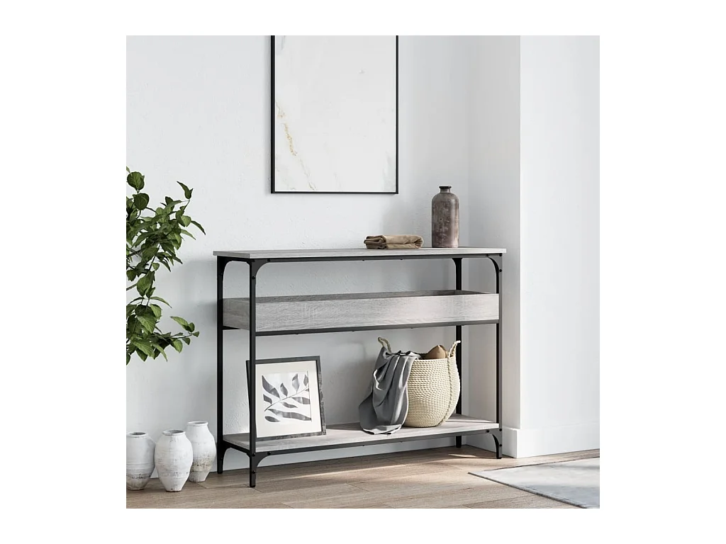 Consolle con ripiano Sonoma grigio 100x29x75 cm