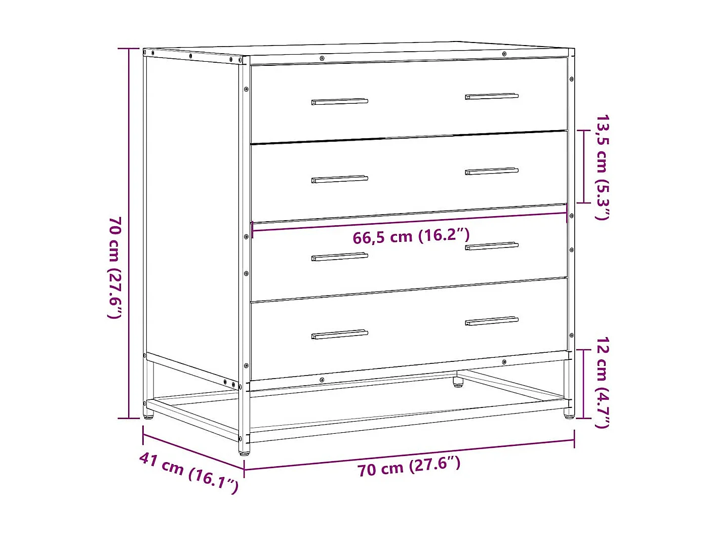 Commode chêne sonoma 70x41x70 cm bois d'ingénierie
