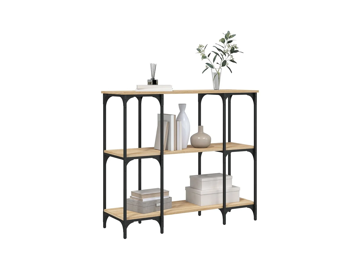 Table console chêne sonoma 102x35x90 cm bois d'ingénierie