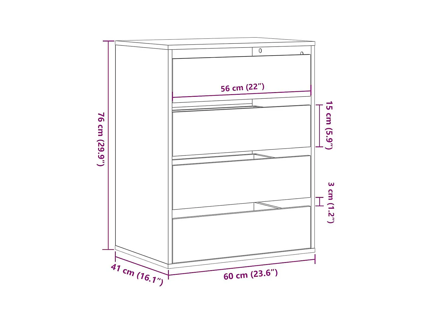 Cómoda esquinera gris Sonoma 60x41x76 cm madera de ingeniería