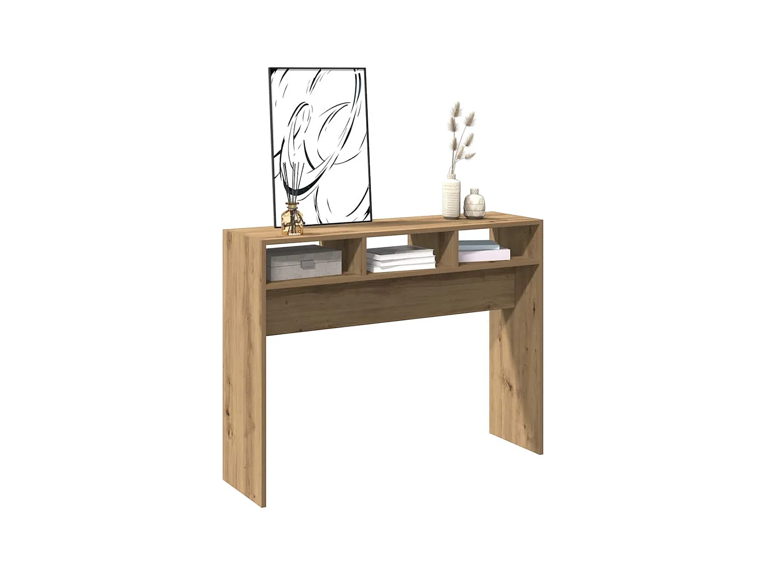 Table console chêne artisanal 105x30x80 cm bois d'ingénierie