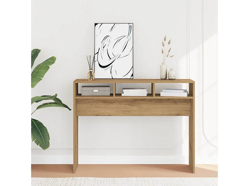 Table console chêne artisanal 105x30x80 cm bois d'ingénierie