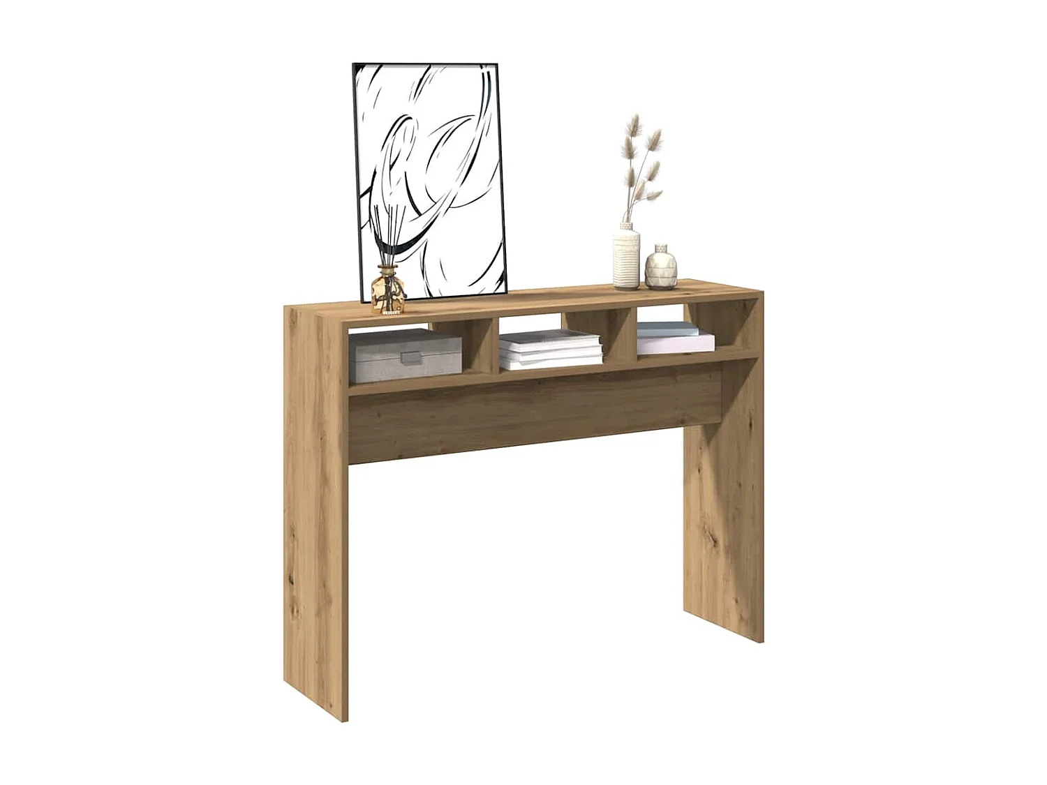 Table console chêne artisanal 105x30x80 cm bois d'ingénierie