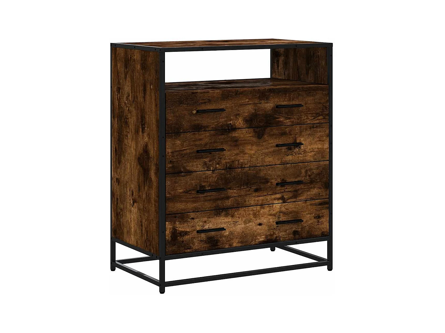 Gerookte eikenhouten ladekast 70x41x83,5 cm bewerkt hout