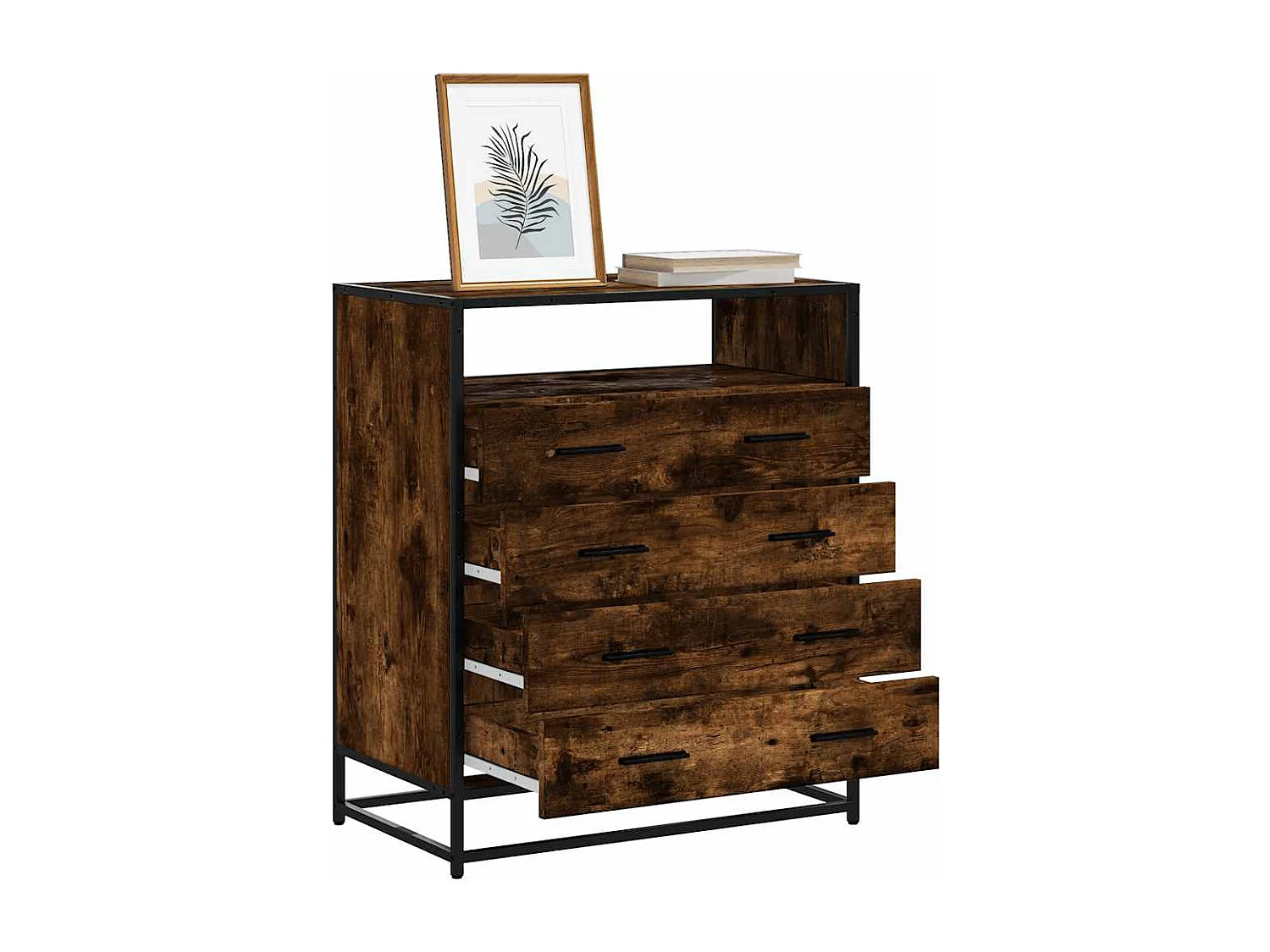 Commode chêne fumé 70x41x83,5 cm bois d'ingénierie