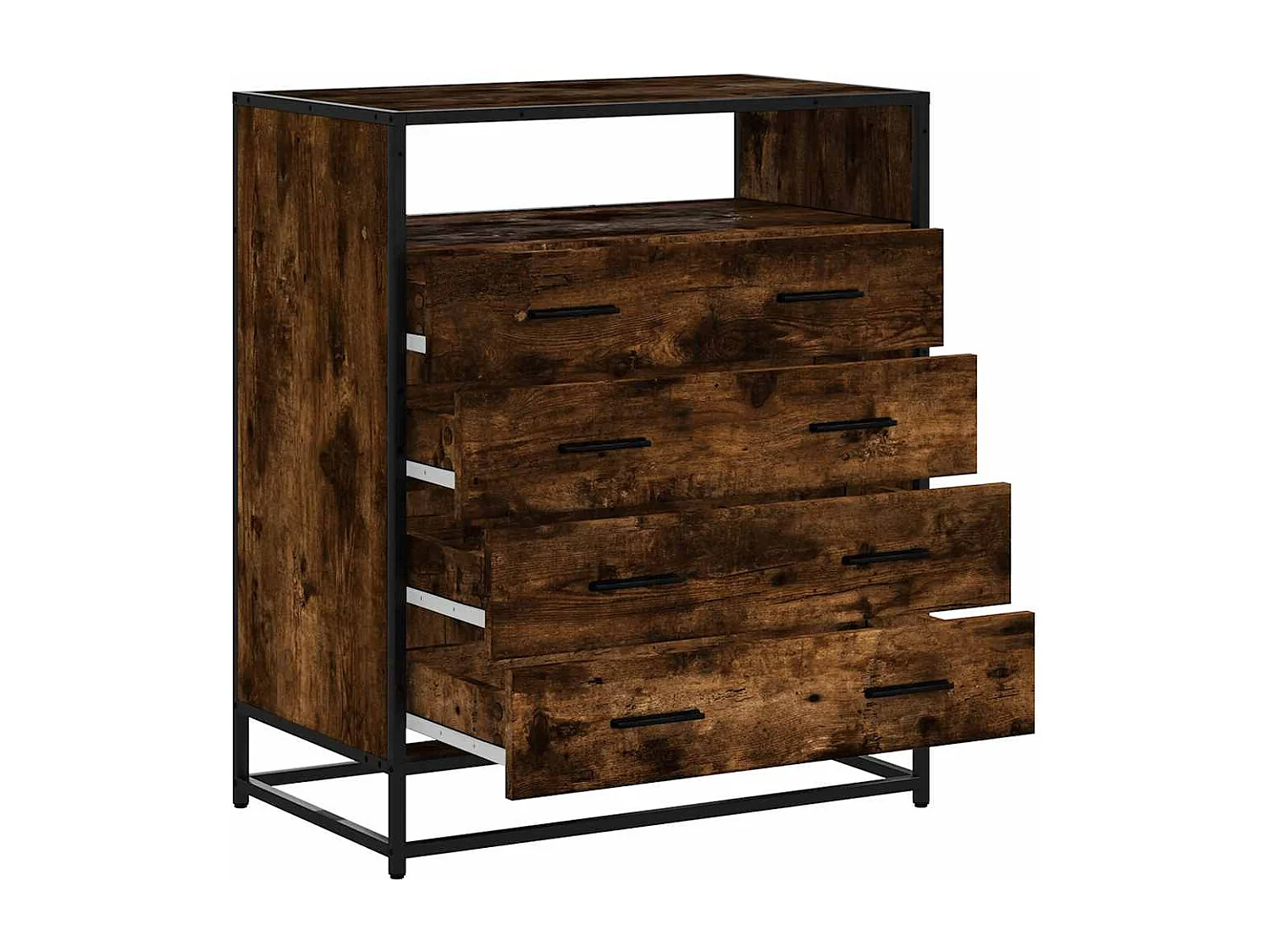 Commode chêne fumé 70x41x83,5 cm bois d'ingénierie