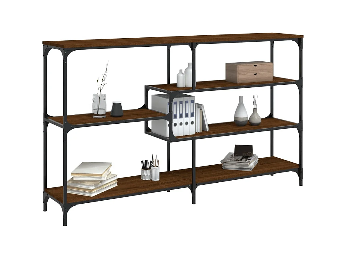 Table console chêne marron 160x32x95 cm bois d'ingénierie