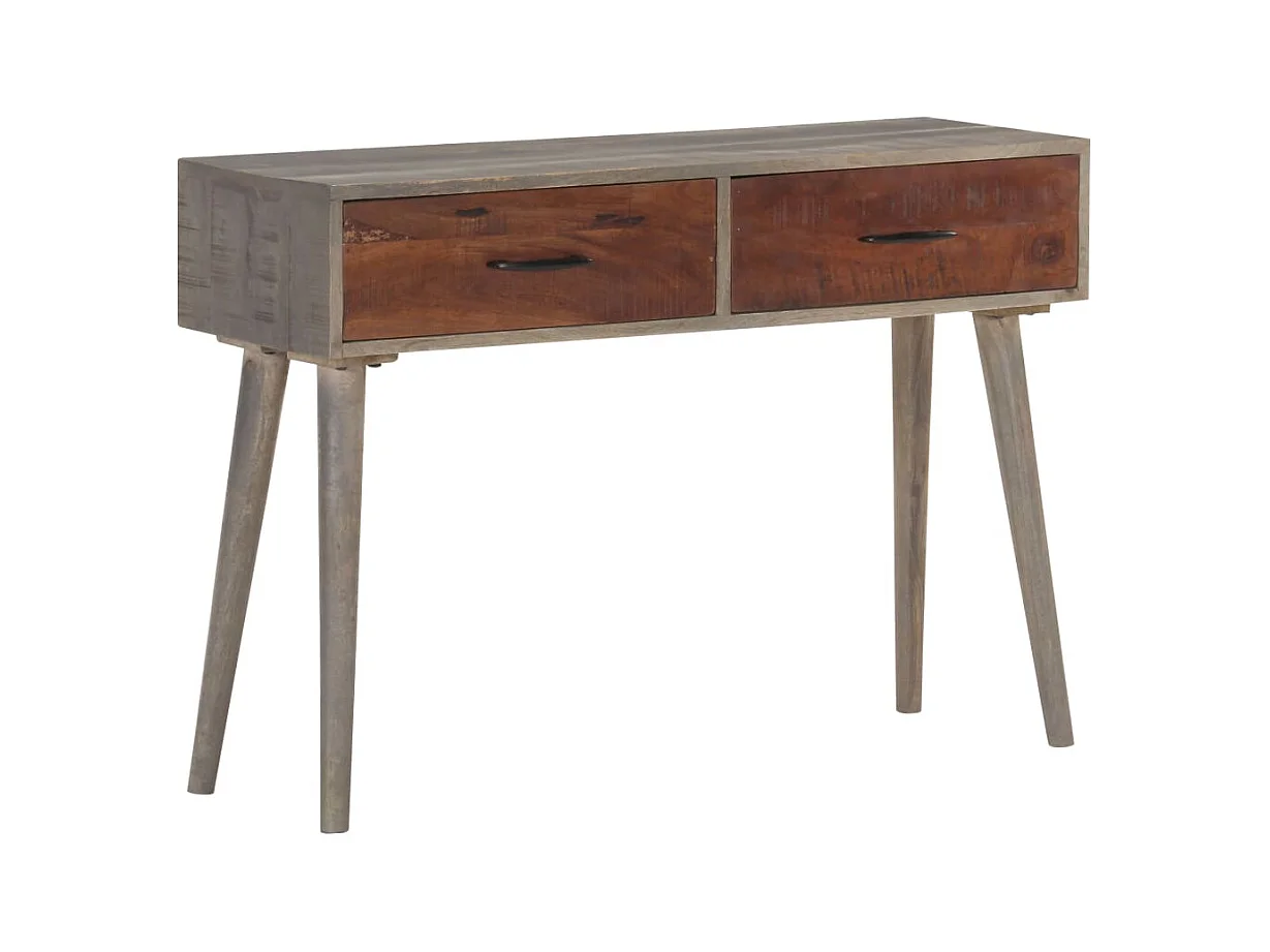 Grijze consoletafel 110x35x75 cm Massief ruw mangohout