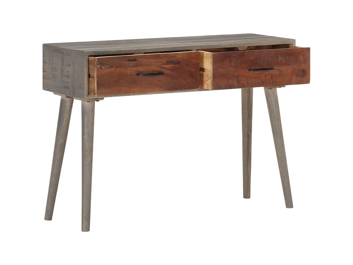 Grijze consoletafel 110x35x75 cm Massief ruw mangohout