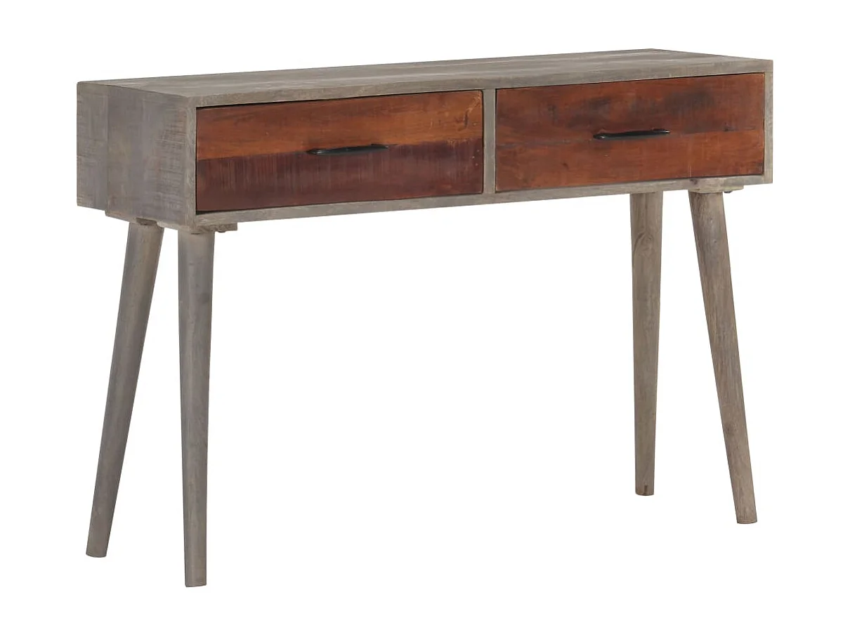 Consola gris 110x35x75 cm Madera maciza de mango en bruto