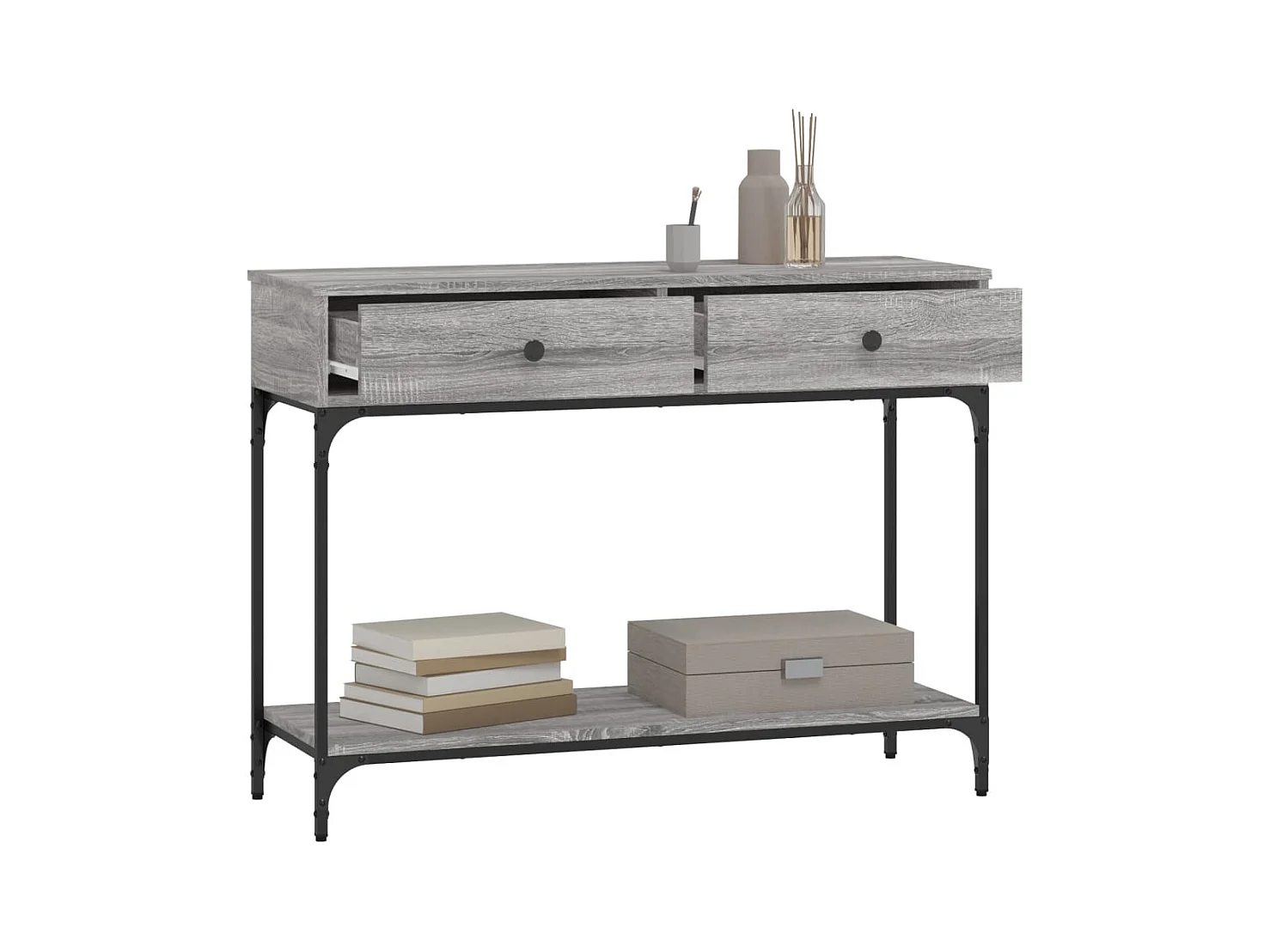 Mesa consola Sonoma gris 100x34,5x75 cm madera de ingeniería