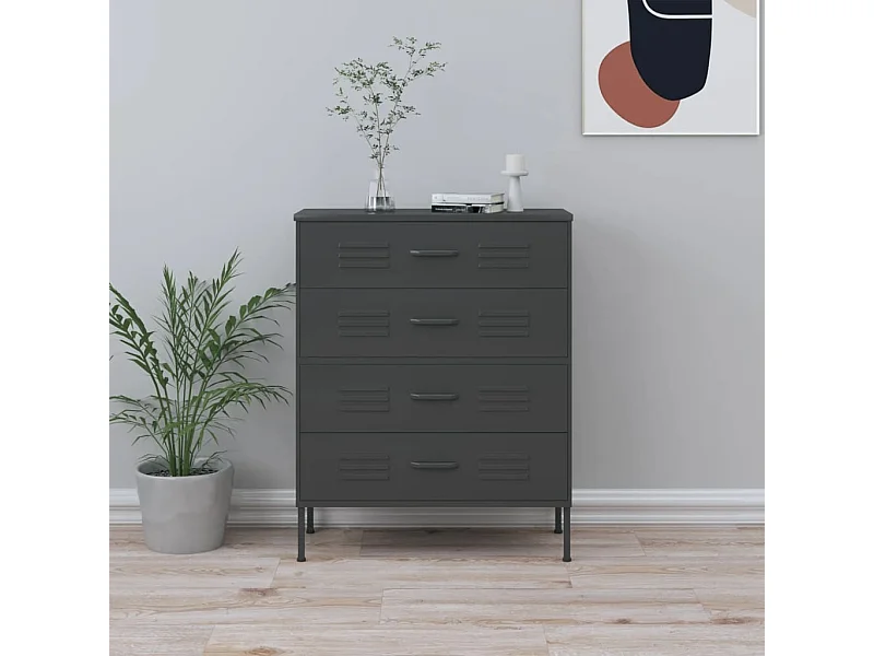 Commode Anthracite 80x35x101,5 cm Acier