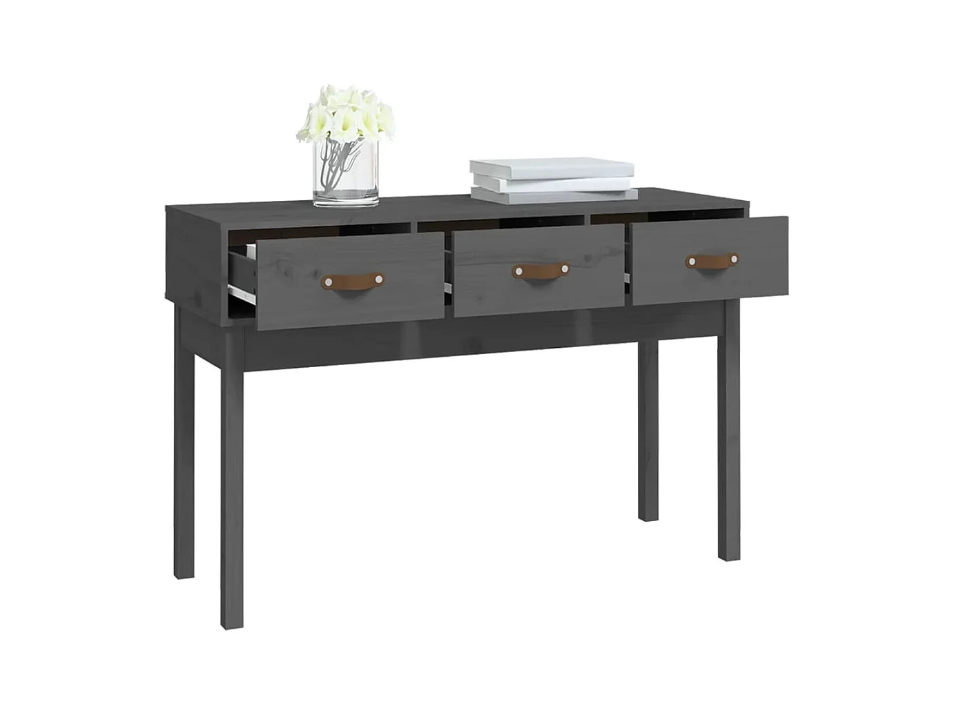 Consoletafel Grijs 114x40x75 cm Massief grenenhout