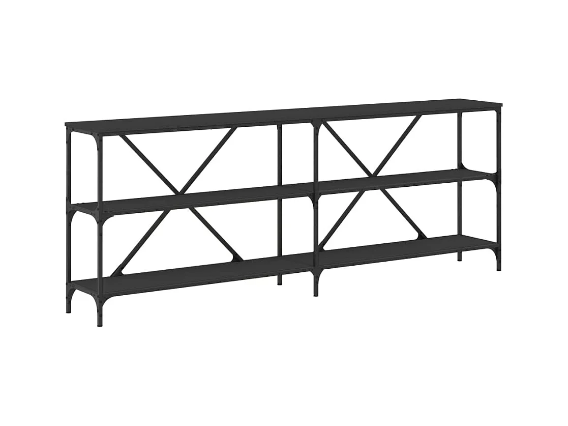Consolle nera 200x30x75 cm in legno composito e ferro