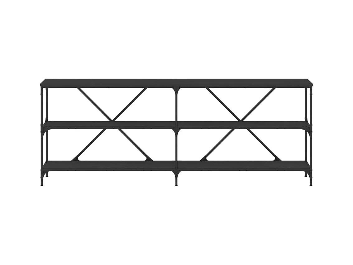Consolle nera 200x30x75 cm in legno composito e ferro