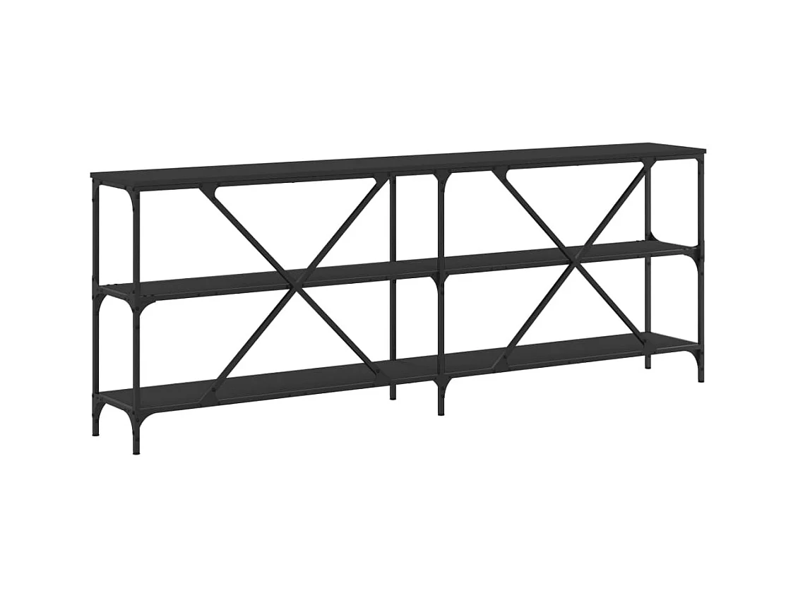 Consolle nera 200x30x75 cm in legno composito e ferro