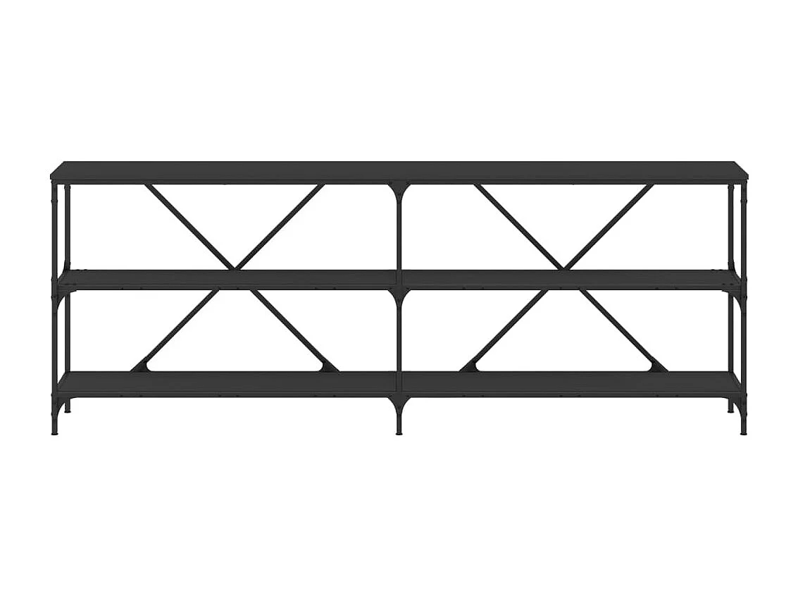 Table console noir 200x30x75 cm bois d'ingénierie et fer