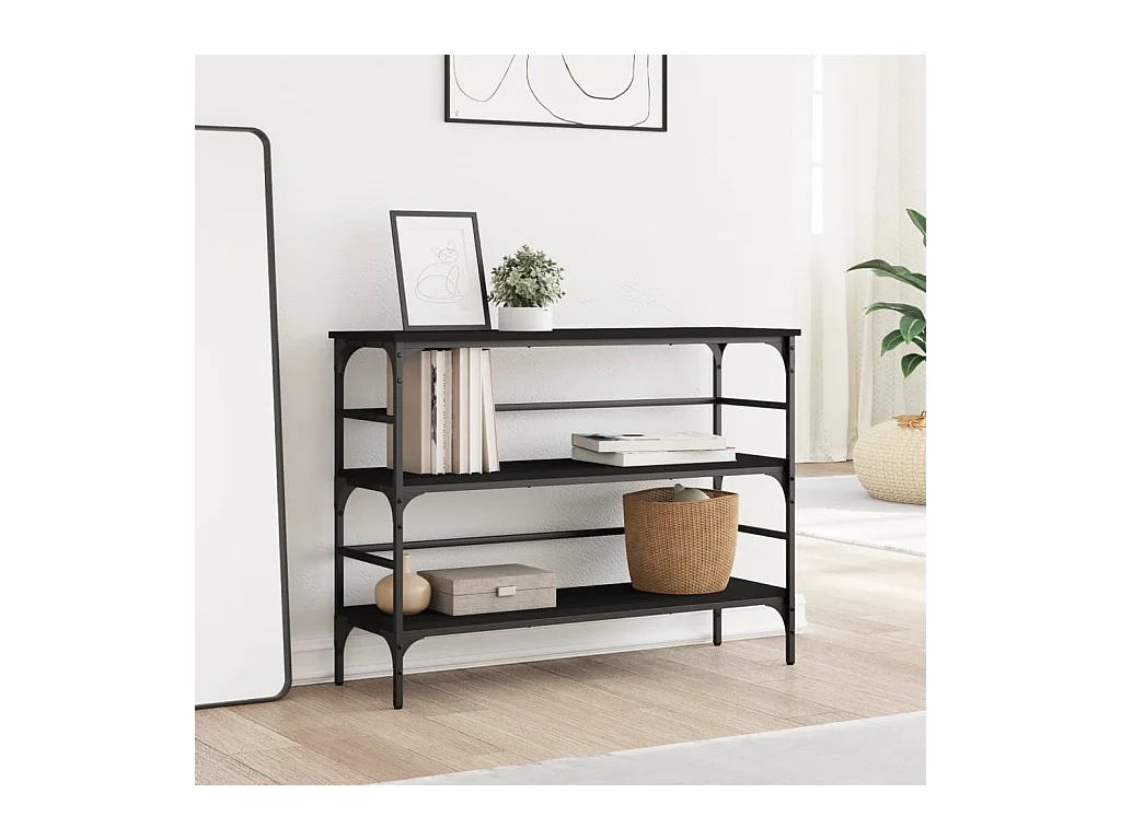 Consolle nera 100x32x75 cm in legno ingegnerizzato