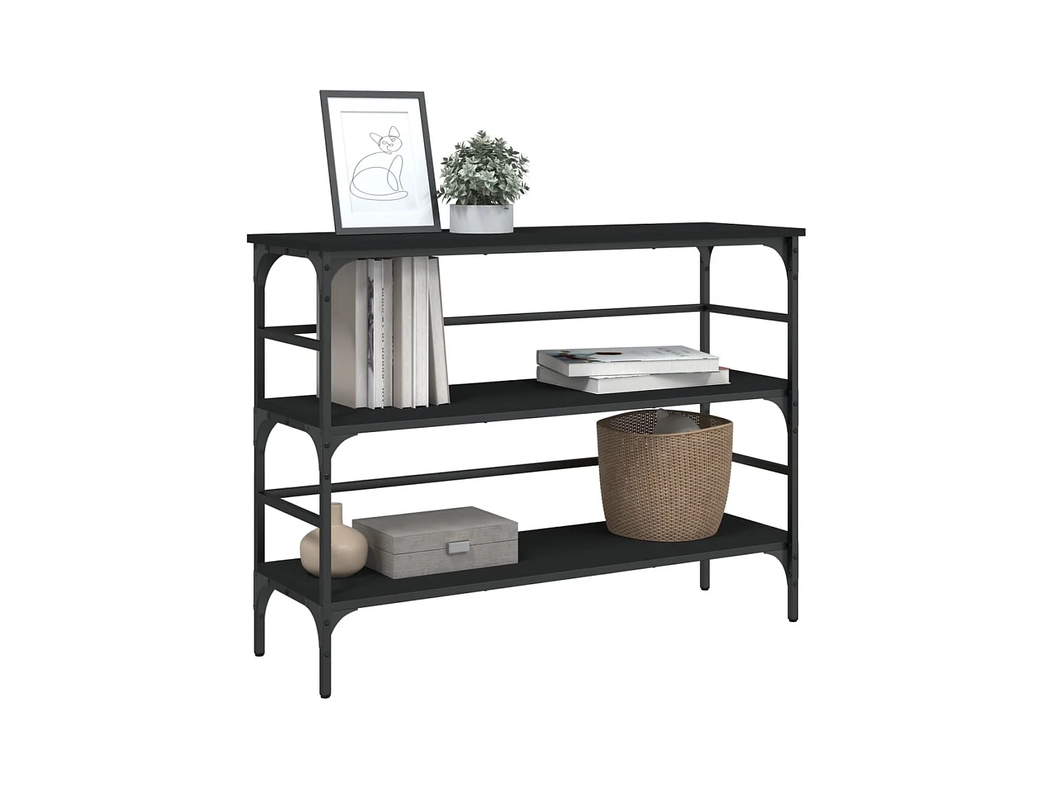 Consolle nera 100x32x75 cm in legno ingegnerizzato