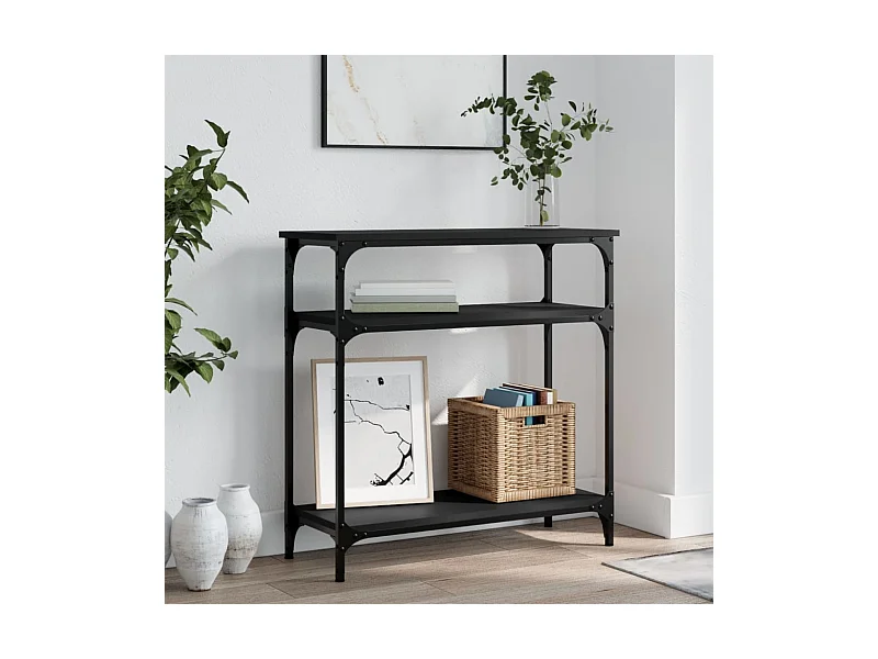 Table console noir 75x29x75 cm bois d'ingénierie