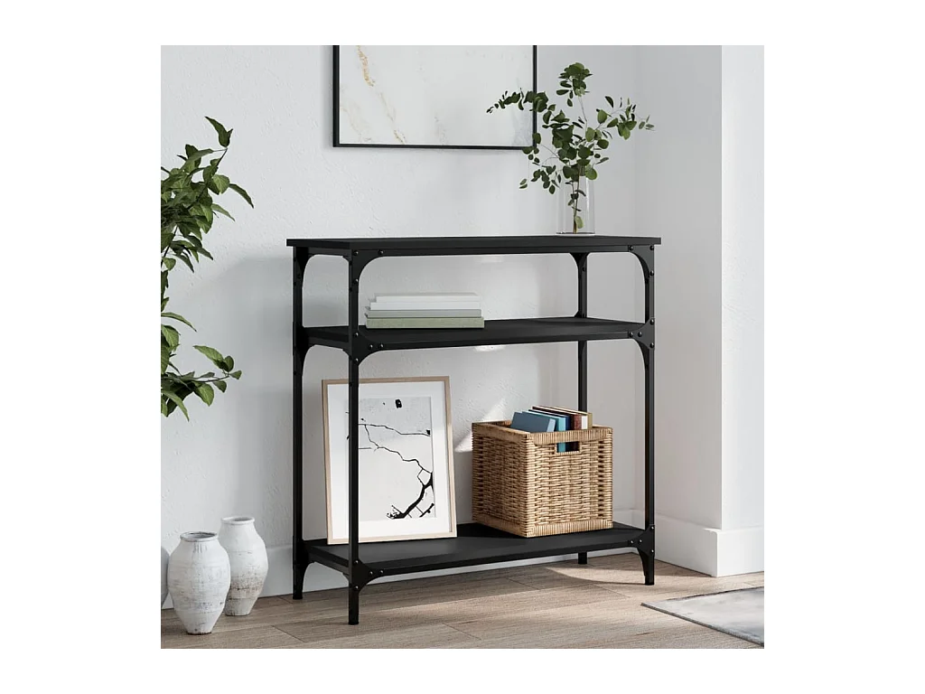 Zwarte consoletafel 75x29x75 cm bewerkt hout