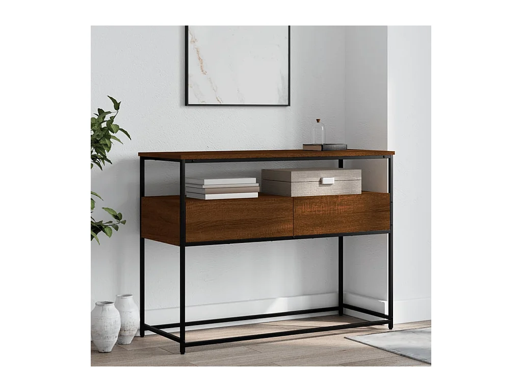 Table console chêne marron 100x40x75 cm bois d'ingénierie